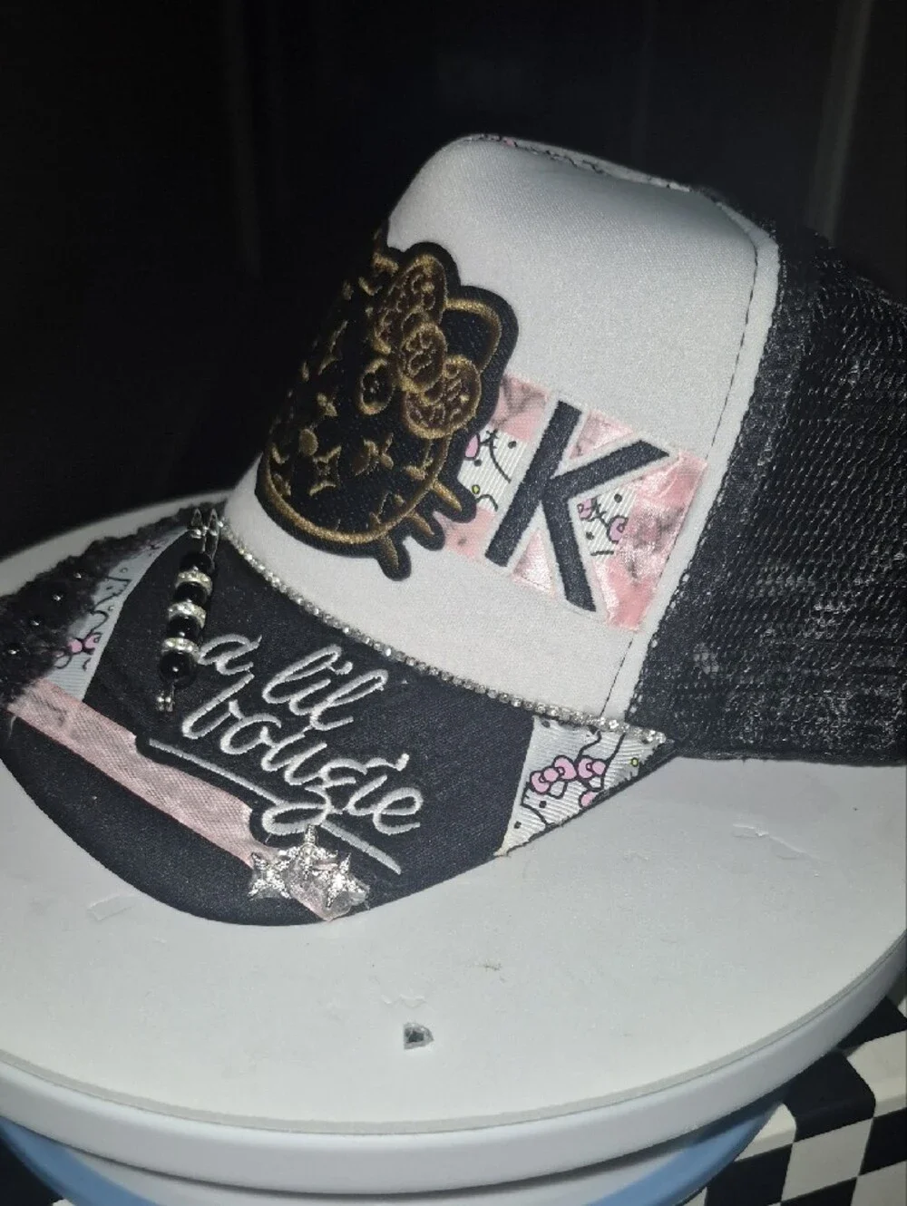 Modern DIY - Hello Kitty/LV Embellished Trucker Hat